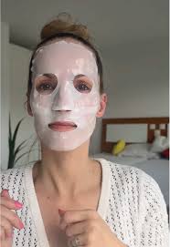 "Sheet mask on, self-care mode activated. Can’t wait to wake up with glowing skin ✨